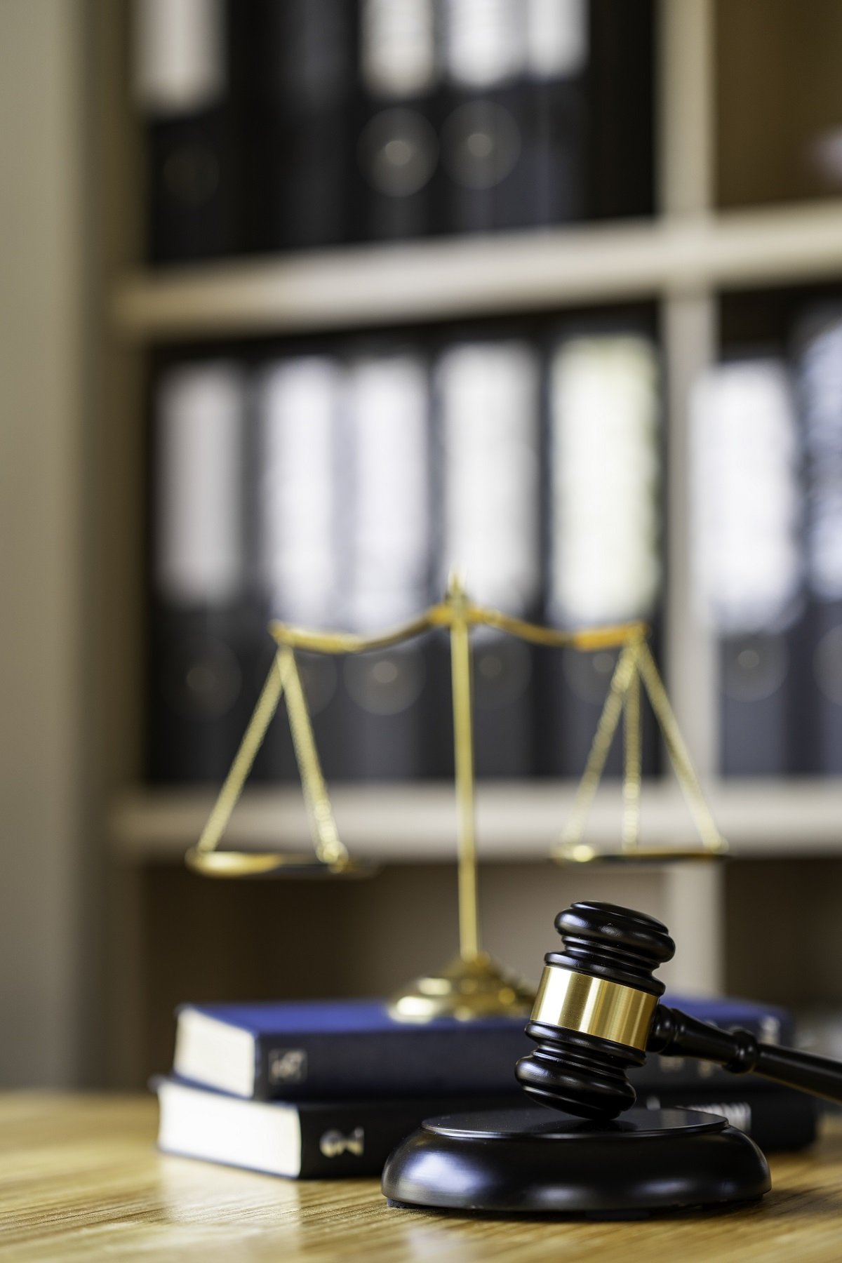 A set of scales behind a gavel