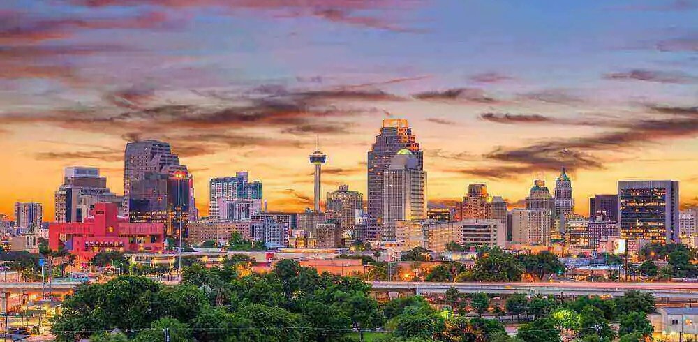 Sunset over San Antonio.