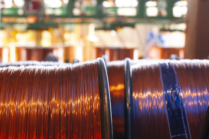 A close up view of rolled copper wires