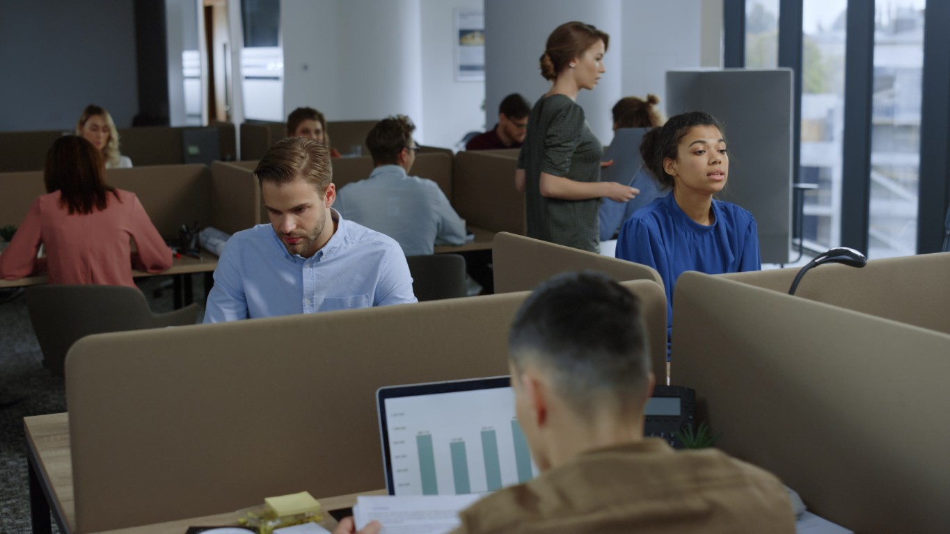 A busy workplace full of employees